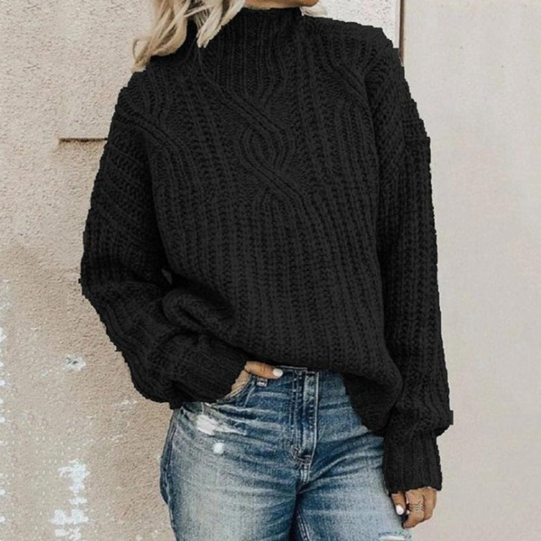 Jersey de punto suave para mujer, color neutro, ideal para invierno y otoño, estilo casual y versátil.