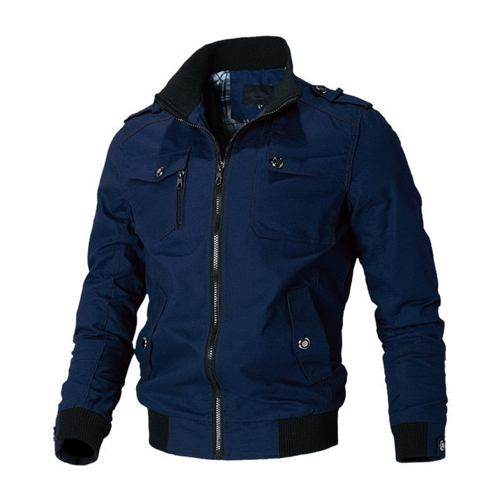 Chaqueta de invierno para hombre, diseño moderno y cuello alto. Abrigo cálido y confortable de moda.