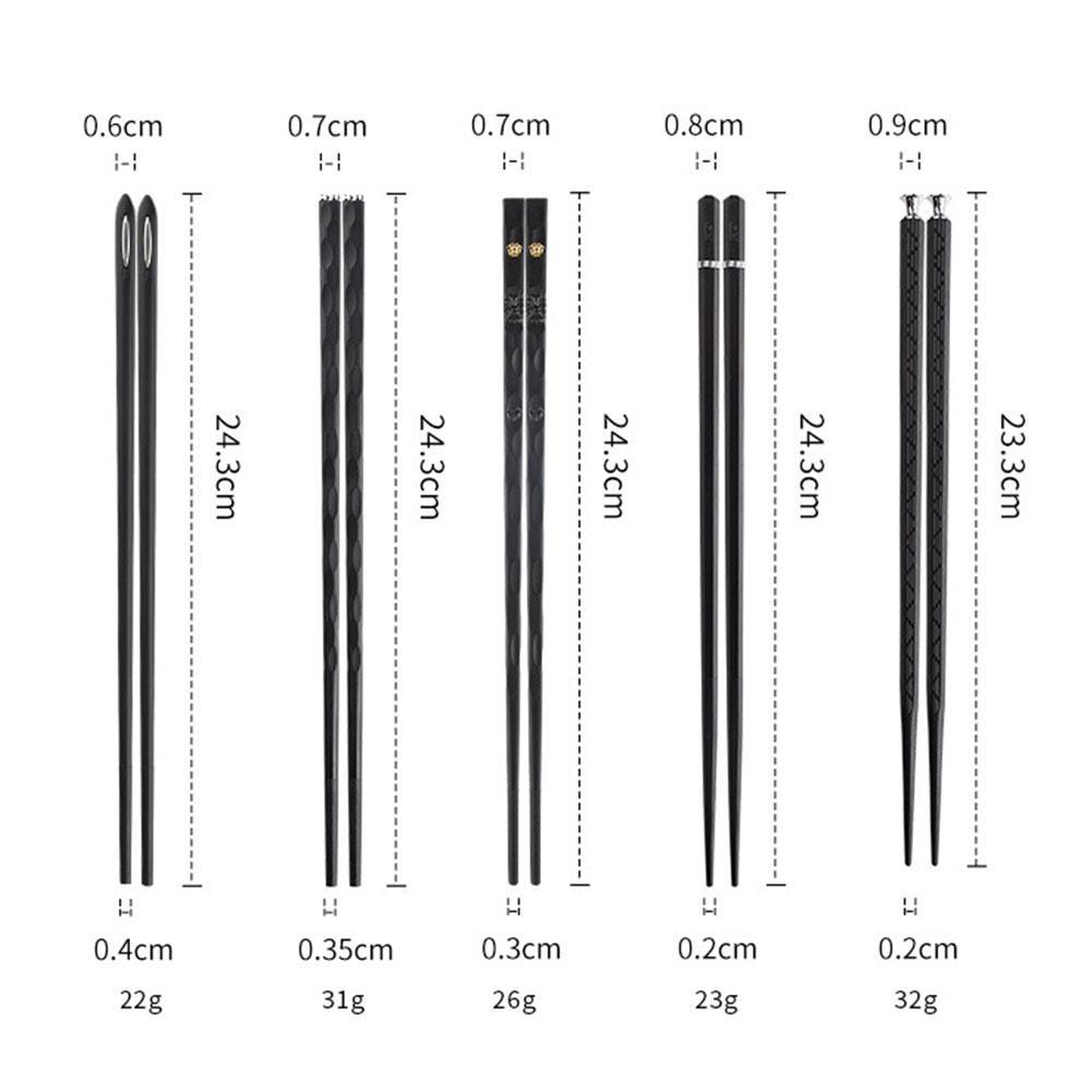 Juego de palillos de lujo de aleación. 5 pares elegantes y reutilizables para cualquier mesa.