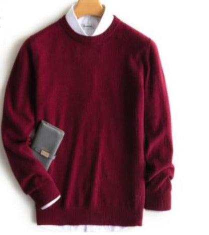 Suéter para hombres, color carbón, cuello redondo. Ropa masculina duradera para invierno y otoño.