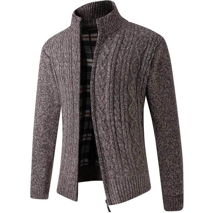 Textura suave de chaqueta de punto para hombre, abrigo ligero, moda masculina versátil y moderna.
