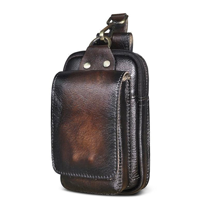Bolso riñonera café para hombre, de cuero sintético, ideal para organizar tus pertenencias en viajes.