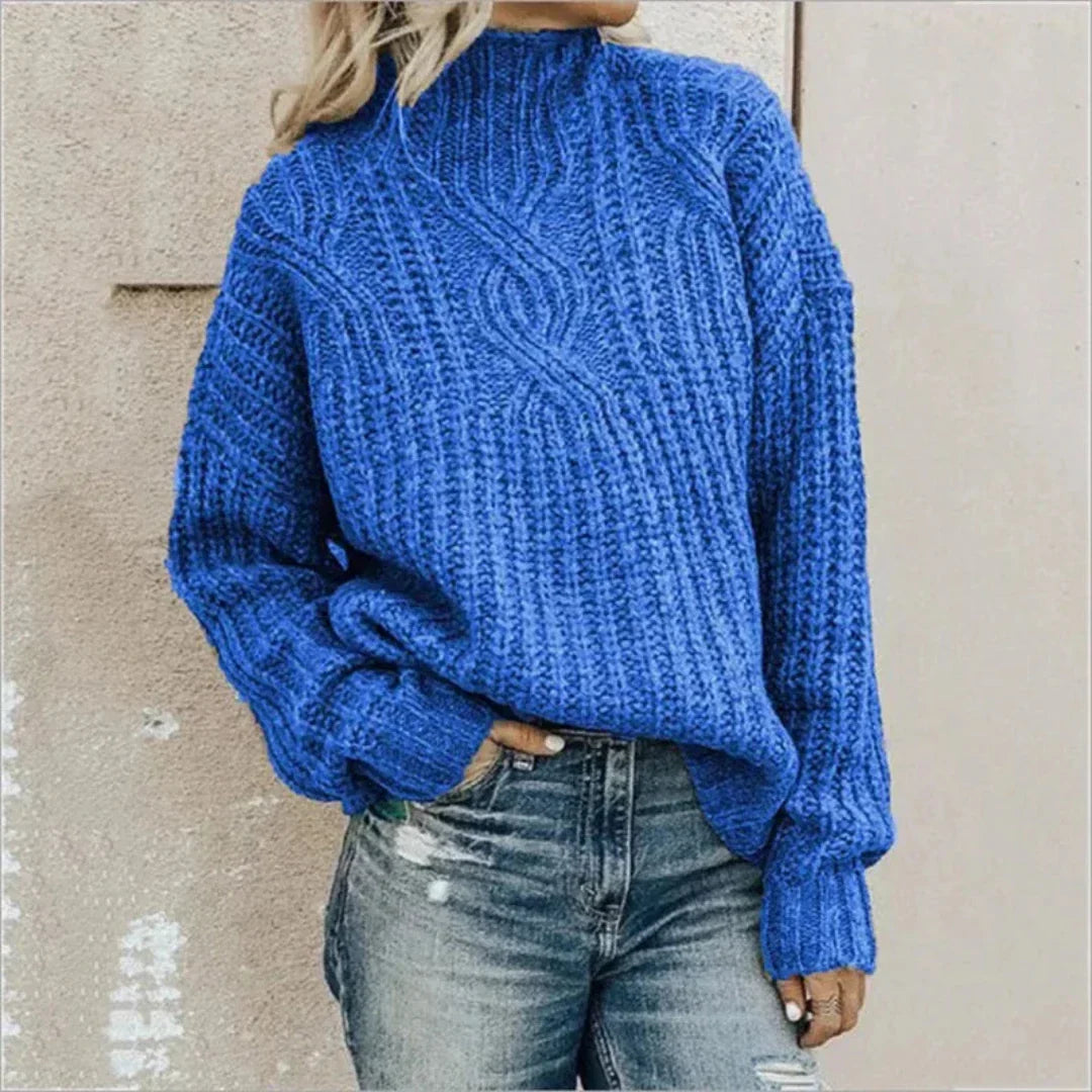 Suave jersey de punto para mujer, tejido cálido y confortable. Estilo versátil para otoño e invierno.