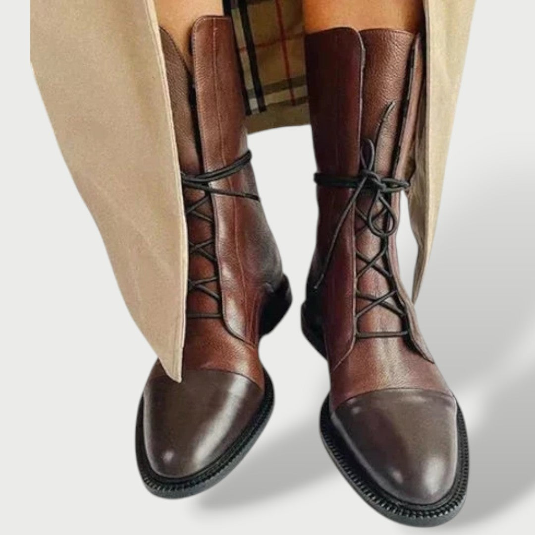 Botas de mujer ortopédicas de cuero, diseño retro con confort anatómico. Calzado ideal para otoño e invierno.