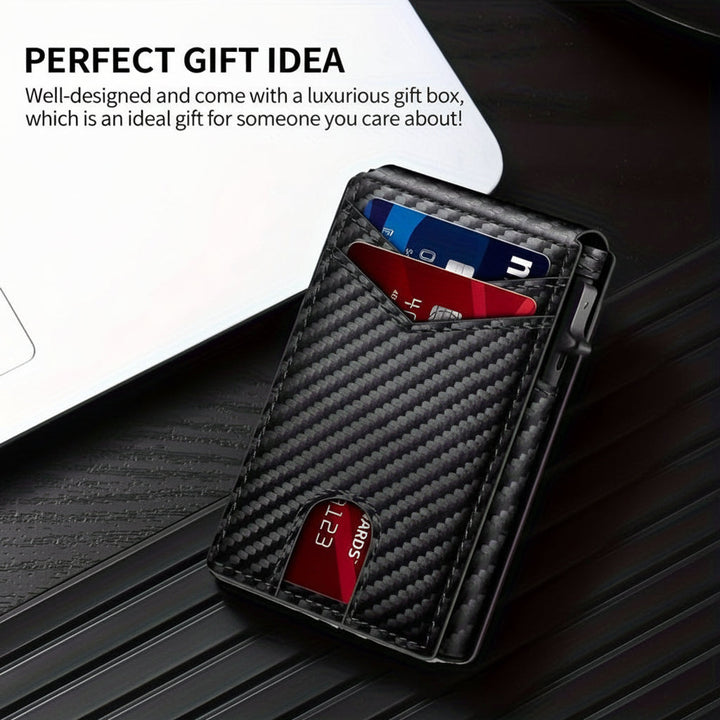 Cartera delgada de fibra de carbono para hombre, con protección RFID. Perfecta como portatarjetas.