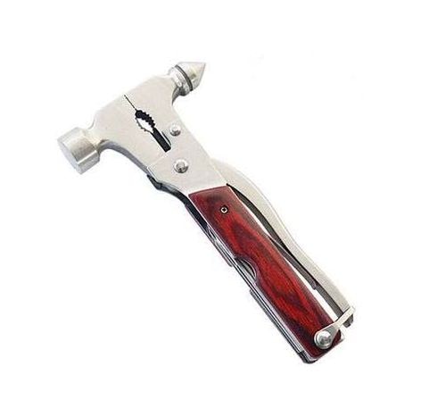 Martillo multifuncional de camping para aventura, acero resistente, herramienta portátil.