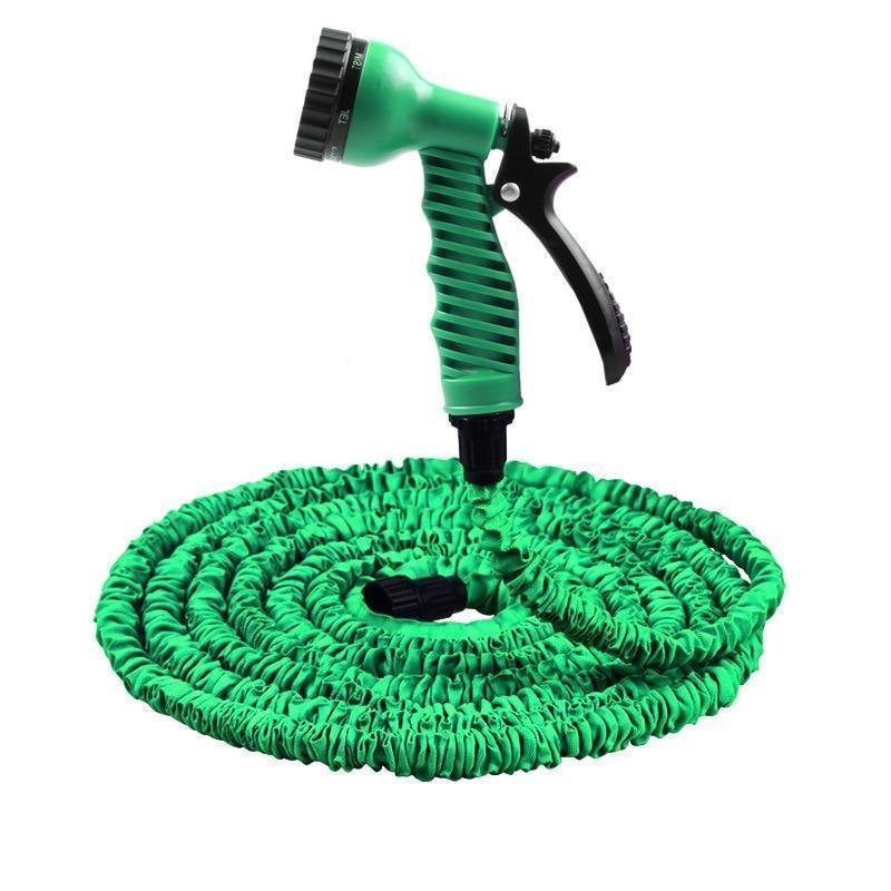 Manguera de jardín extensible uso rudo, perfecta para riego y jardinería. Flexible, resistente y fácil de guardar.