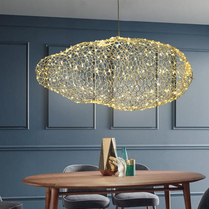 Lámpara colgante estilo Art Deco, diseño moderno hecho a mano, luz cálida/fría para un ambiente acogedor.