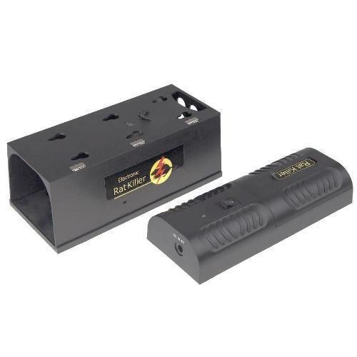 Trampa eléctrica reutilizable para ratones y roedores. Diseño compacto y seguro para control de plagas en interiores.