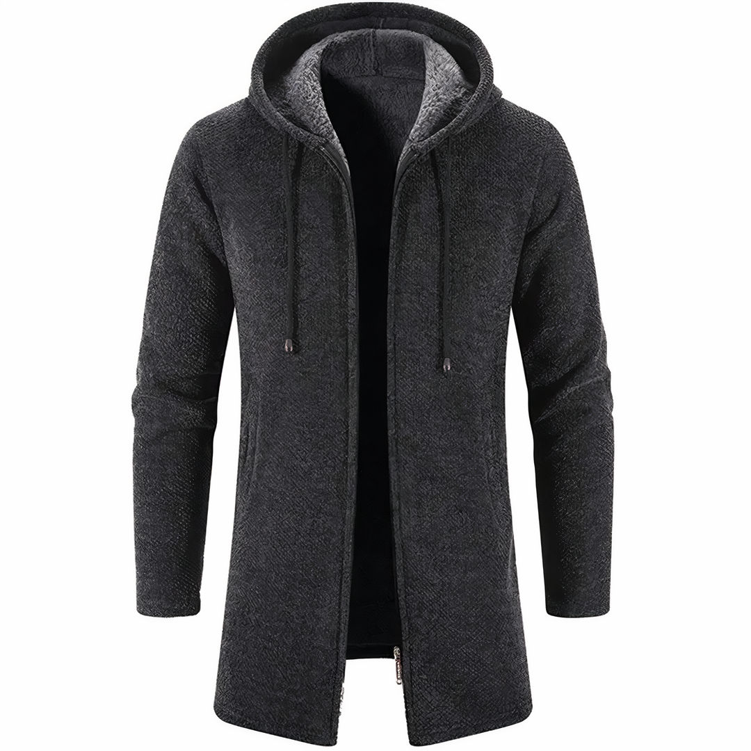 Abrigo de invierno para hombre, azul marino con capucha, resistente al frío. Ropa de invierno casual y moderna.