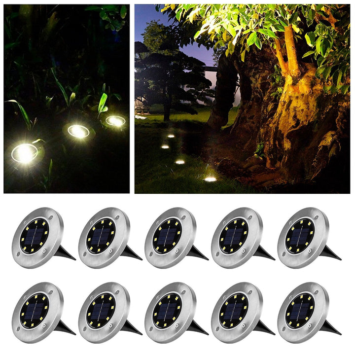 Lámparas solares LED para jardín, iluminación exterior automática sin cables, ideales para patio y vías.