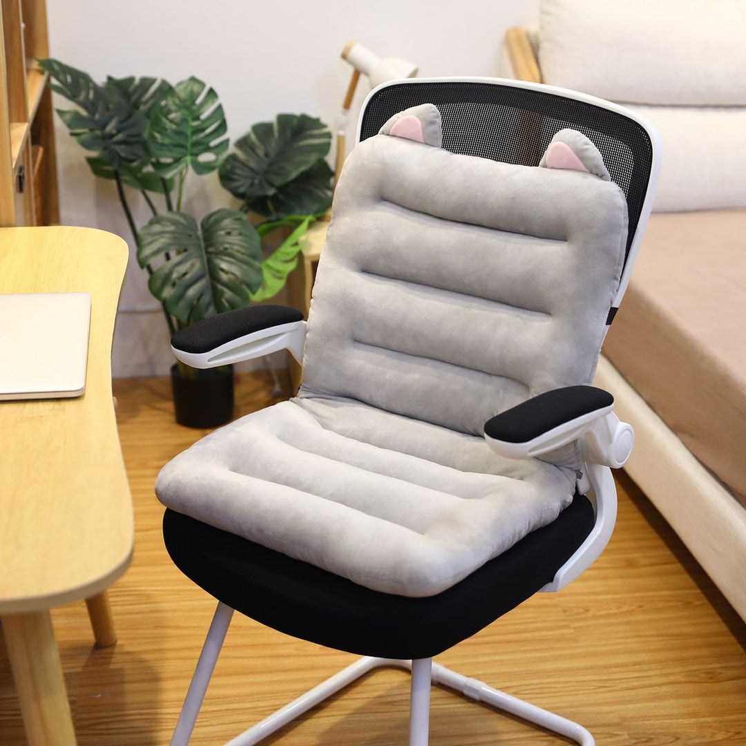 Vista lateral del cojín ErgoRelief, contorno ergonómico para soporte lumbar y alivio de coxis, mejorando postura.
