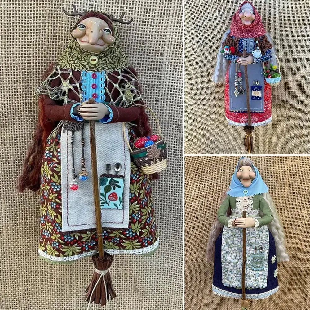 Adorno artesanal de bruja de cocina, amuleto decorativo para la suerte y protección del hogar.