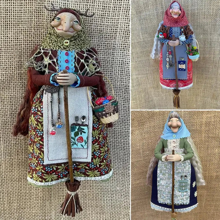 Adorno artesanal de bruja de cocina, amuleto decorativo para la suerte y protección del hogar.