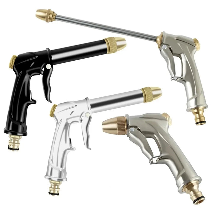 Potente pistola de agua a alta presión para limpieza profunda de patios, coches y herramientas de jardín.