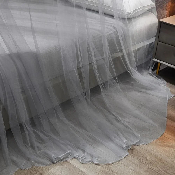 Protector de cama anti-mosquitos para verano. Mosquitera plegable blanca, fácil de instalar en dormitorio.