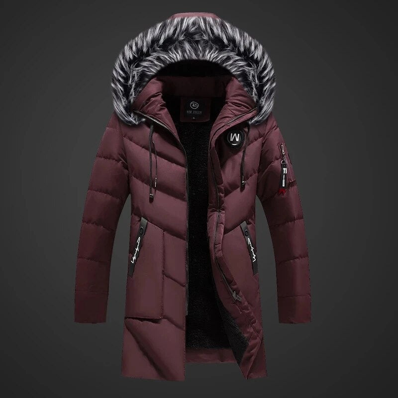 Abrigo con capucha para hombre, diseño moderno y cálido. Ideal para el invierno, ofrece confort y protección frío.