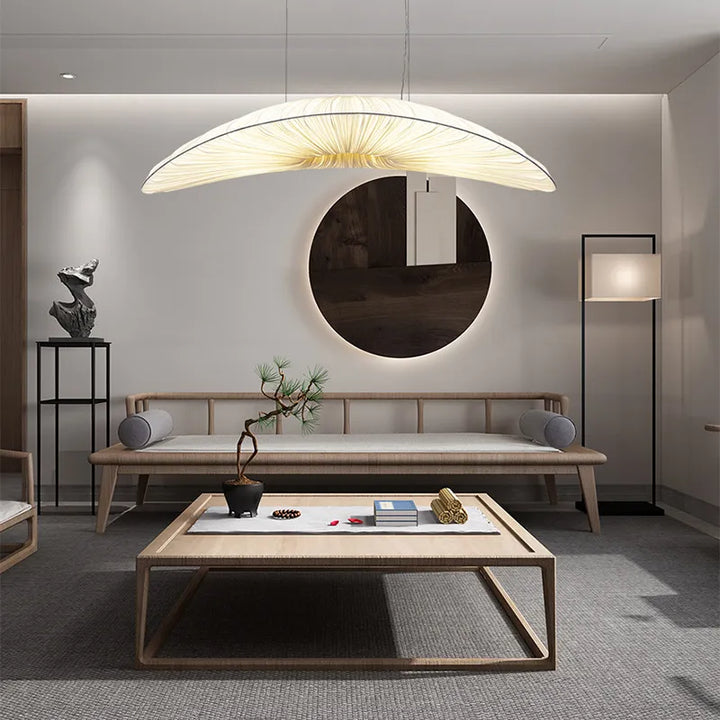 Lámpara colgante LED moderna, color blanco/beige, estilo náutico, luz decorativa hogar.