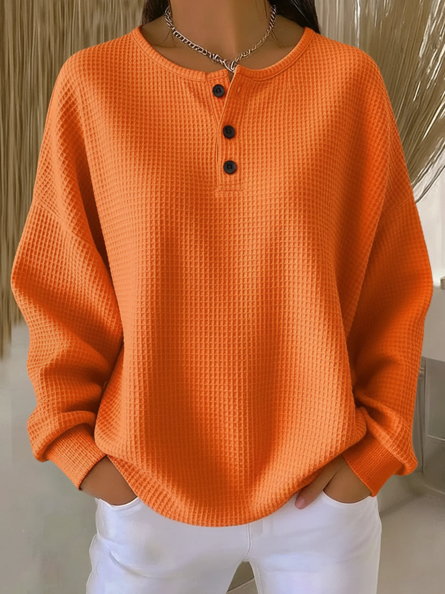 Jersey punto gofre liso mujer. Suéter casual suave y cómodo para otoño e invierno.