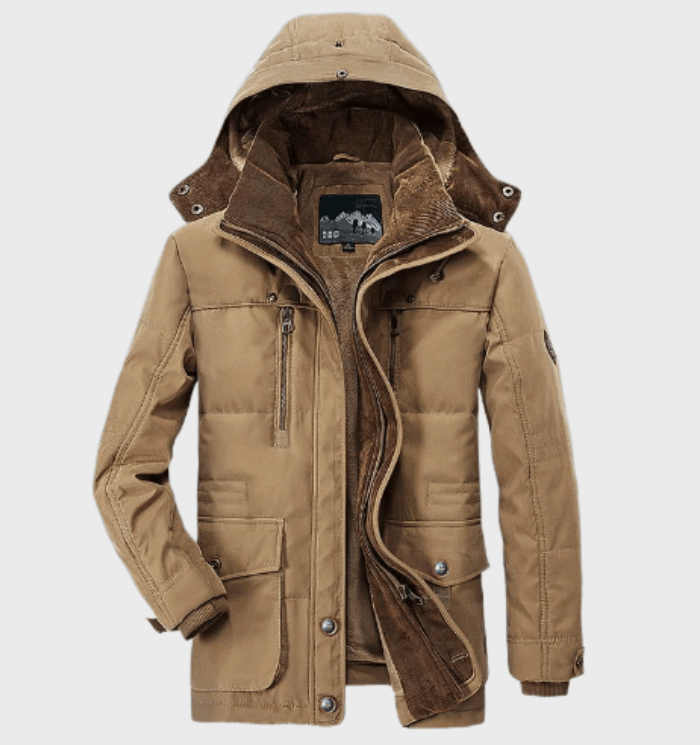 Chaqueta acolchada de hombre para invierno con capucha, resistente a la humedad y ropa de abrigo casual.