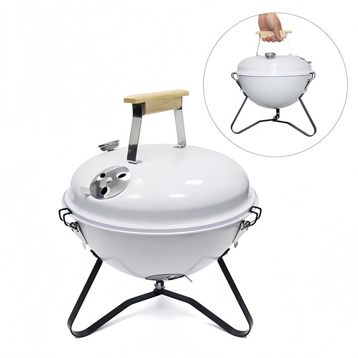 Parrilla de carbón portátil 31,5 cm, ideal para camping y picnic.