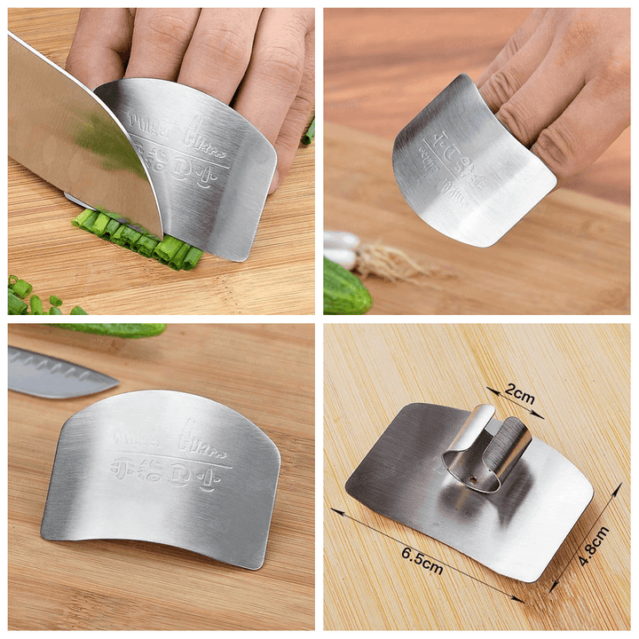 Protección de dedos al cortar y rebanar. Utensilio de cocina de acero inoxidable para seguridad total.