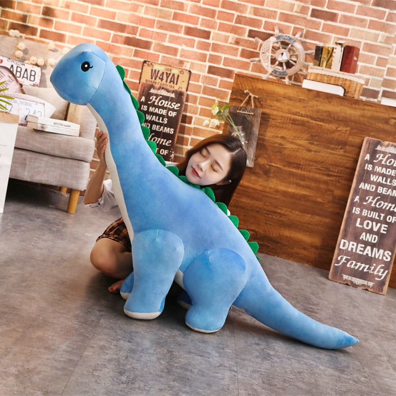 Peluche gigante Diplodocus suave para niños, ideal juguete de dinosaurio abrazable y decorativo.