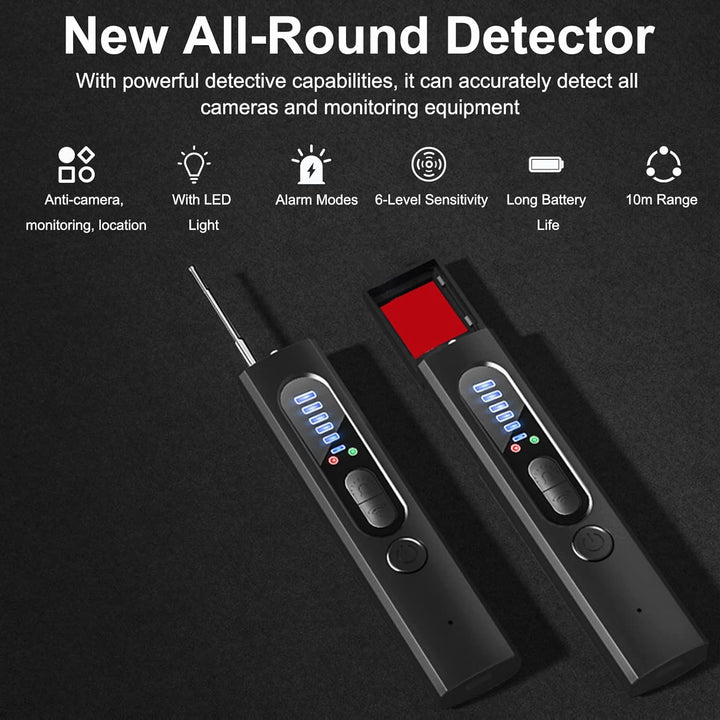 Protege tu privacidad en hoteles: detector de cámaras ocultas RF/GPS portátil, esencial para viajeros.