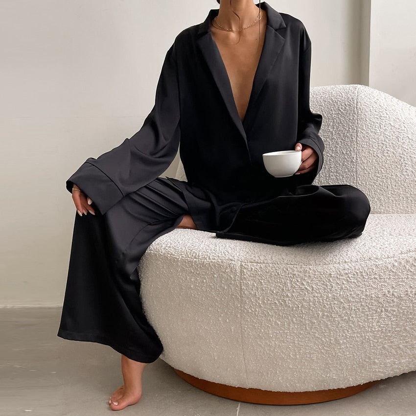 Pijama de mujer de dos piezas, estilo elegante y holgado, perfecto para ropa de casa cómoda.