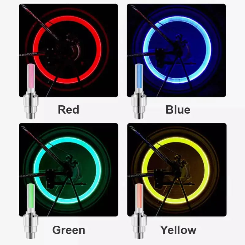 Válvula LED brillante para bicicleta, motocicleta y coche, máxima visibilidad nocturna.