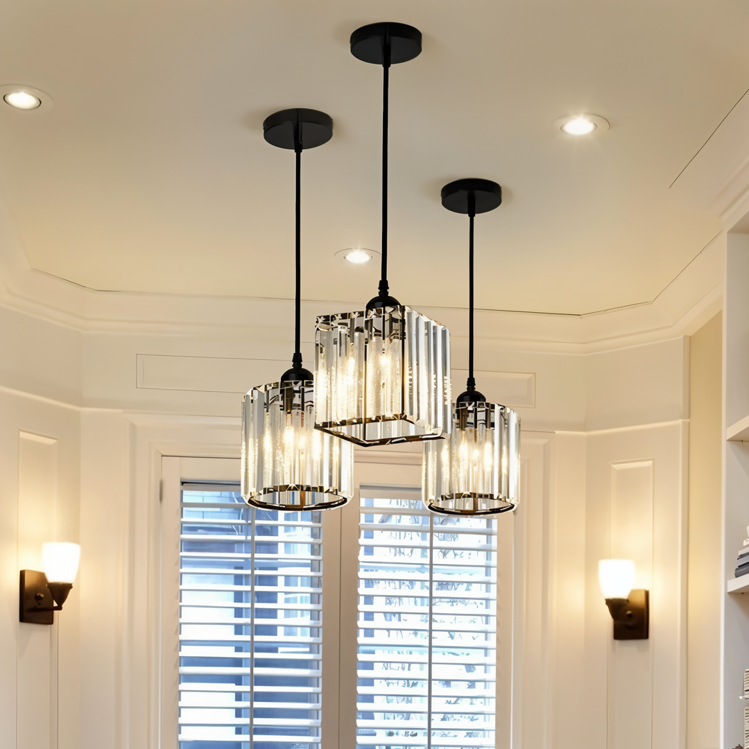 Elegante lámpara colgante Elvya de cristal, estilo moderno. Iluminación LED decorativa para cualquier interior.