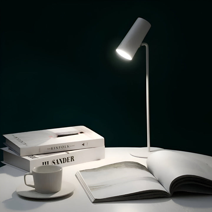 Lámpara de mesa LED minimalista para escritorio de oficina y hogar. Iluminación eficiente y moderna.