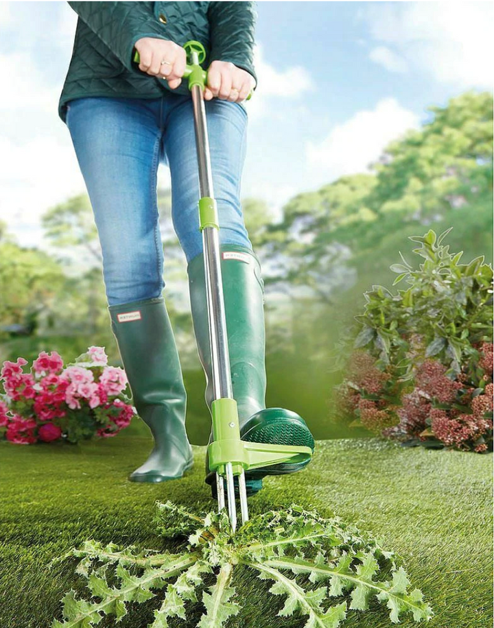 Extractor de malas hierbas ergonómico para jardín, elimina raíces profundas fácilmente. Herramienta eficaz.