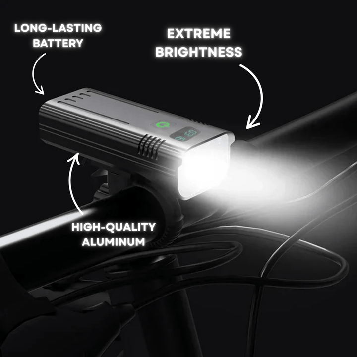 Iluminación LED para bicicleta 5000 lúmenes, ofrece seguridad nocturna y alta visibilidad en cualquier paseo.