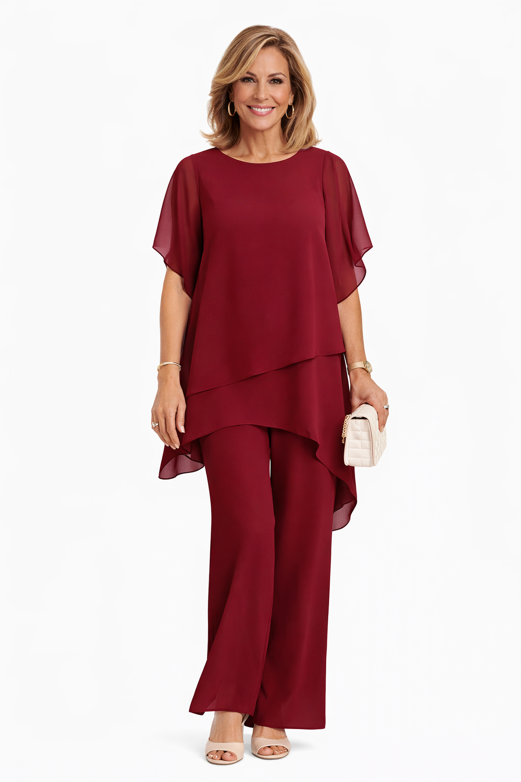 Conjunto fluido para mujer con pantalón ancho de pierna holgada. Diseño cómodo y elegante, perfecto para la moda de verano.