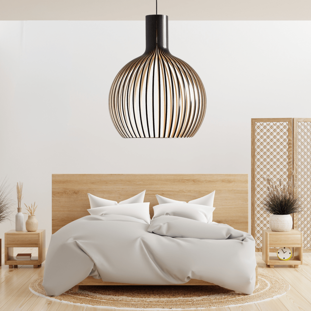Estilo rústico moderno: lámpara de techo de madera, altura ajustable, para salón.