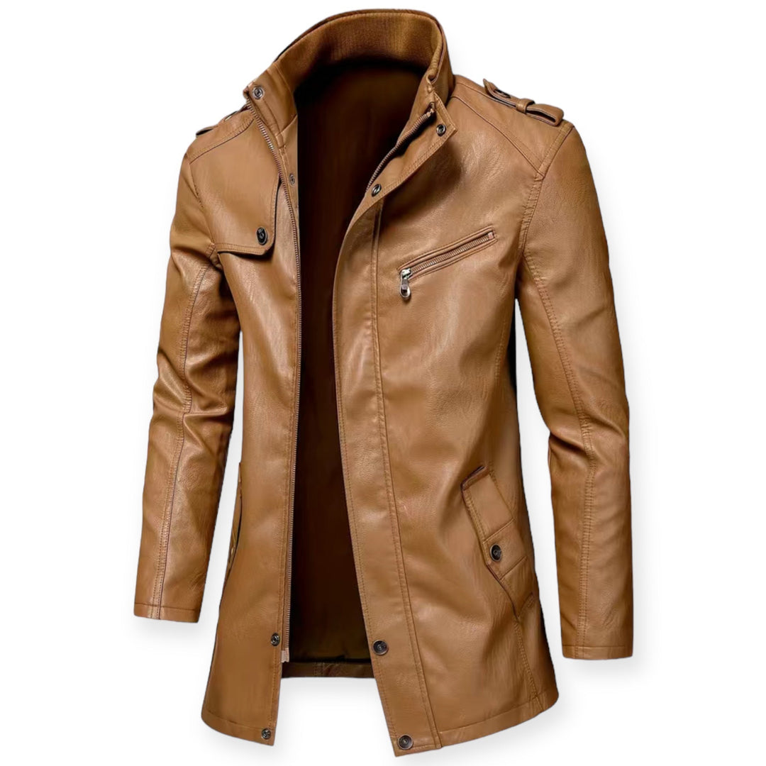 Moda masculina: Chaqueta de hombre versátil con cremallera, estilo robusto y clásico, en café. Perfecta para invierno.