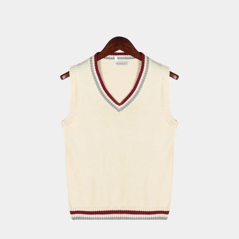 Ropa hombre: Chaleco de punto cuello en V, prenda versátil y sin mangas, ideal para invierno.