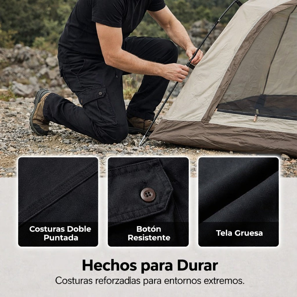 Pantalones cargo tácticos versátiles para hombre. Perfectos para casual, exterior y aventura, con muchos bolsillos.