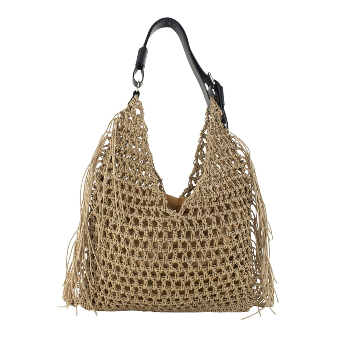 Bolso hobo de playa artesanal para mujer, tejido a mano con cuerda, gran capacidad, estilo casual de verano.