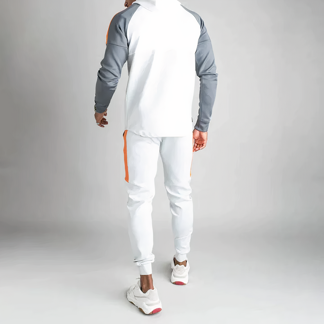 Conjunto deportivo de hombre de dos piezas. Chándal casual con cremallera, comodidad y estilo para moda masculina.