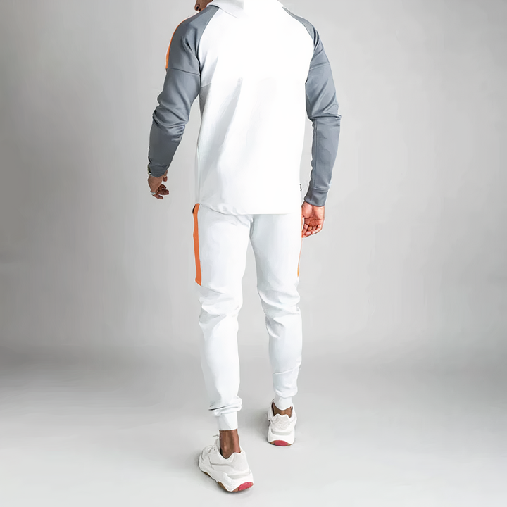 Conjunto deportivo de hombre de dos piezas. Chándal casual con cremallera, comodidad y estilo para moda masculina.