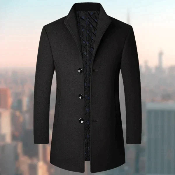Estilo casual elegante: chaqueta de hombre acolchada con botones y textura suave. Ideal para el invierno.