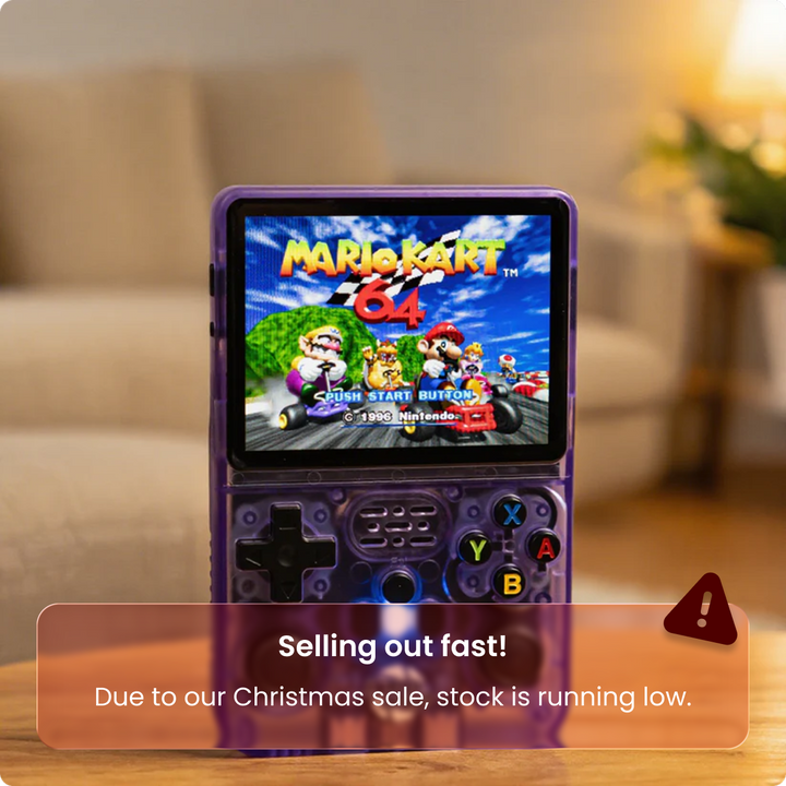 Mini consola retro portátil con pantalla HD. Revive juegos arcade clásicos, perfecta para llevar.