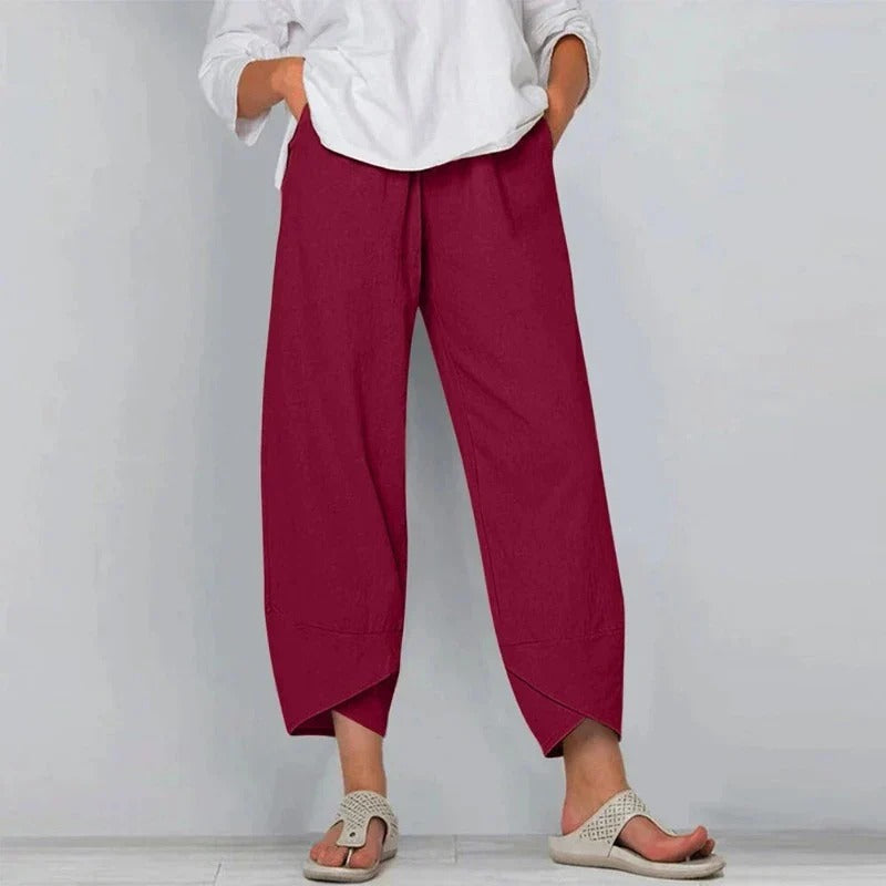 Pantalón de lino y algodón, material transpirable para el verano. Modelo unisex, elegante y cómodo.