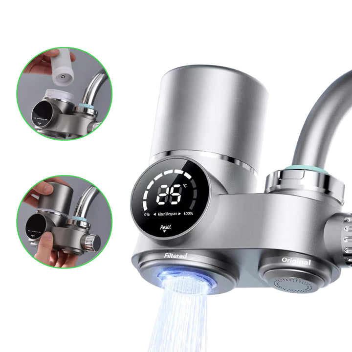 Filtro de agua para grifo de hogar con pantalla LED digital, purificador de cocina.
