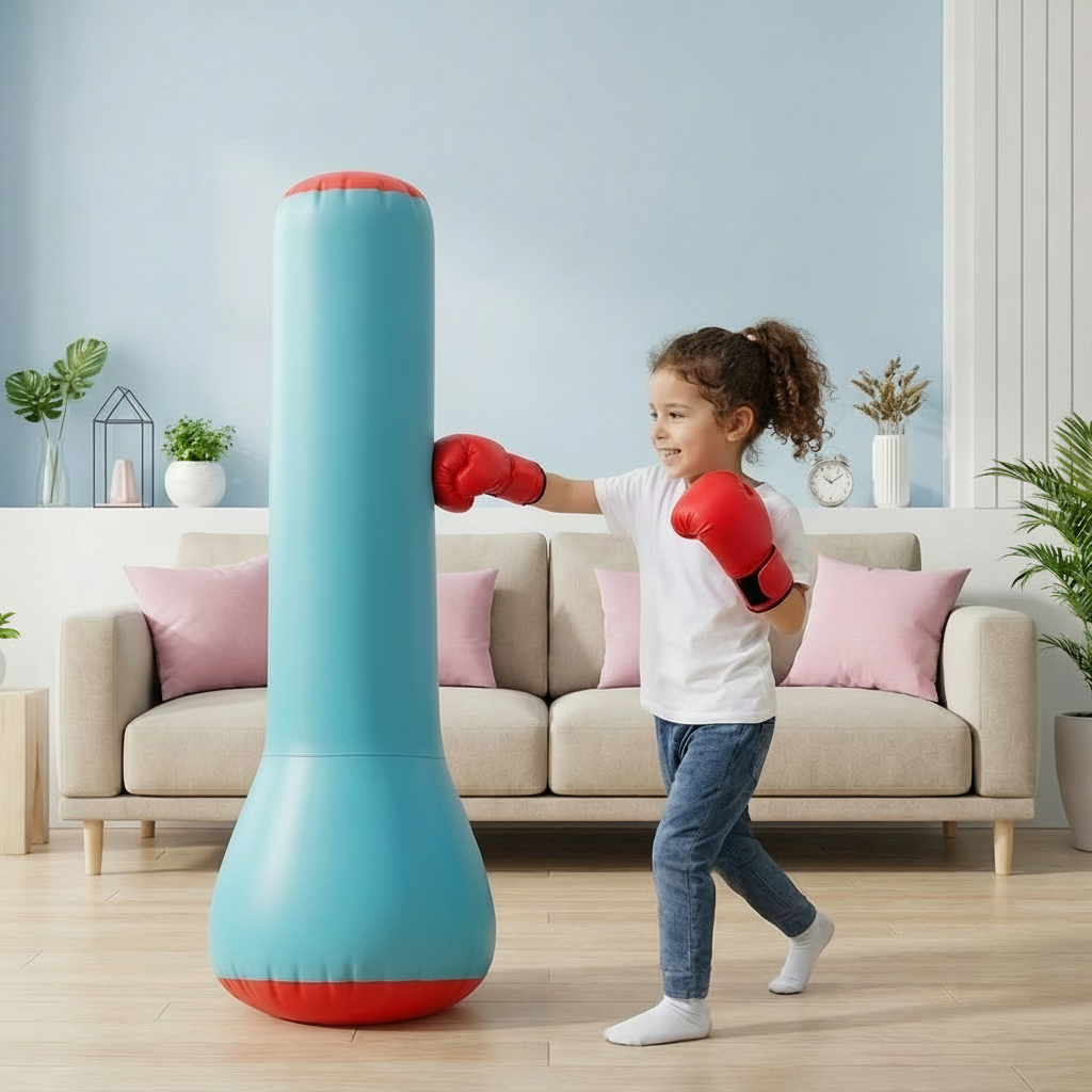Saco de boxeo infantil con base estable de agua, juguete inflable para ejercicio en casa y desarrollo de la coordinación.