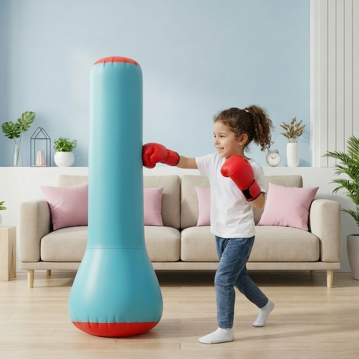 Saco de boxeo infantil con base estable de agua, juguete inflable para ejercicio en casa y desarrollo de la coordinación.