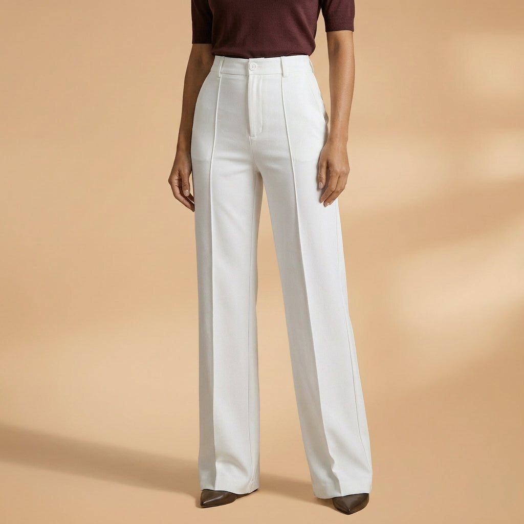 Pantalón ancho tiro alto de moda femenina, elegante y versátil para tu estilo de verano.
