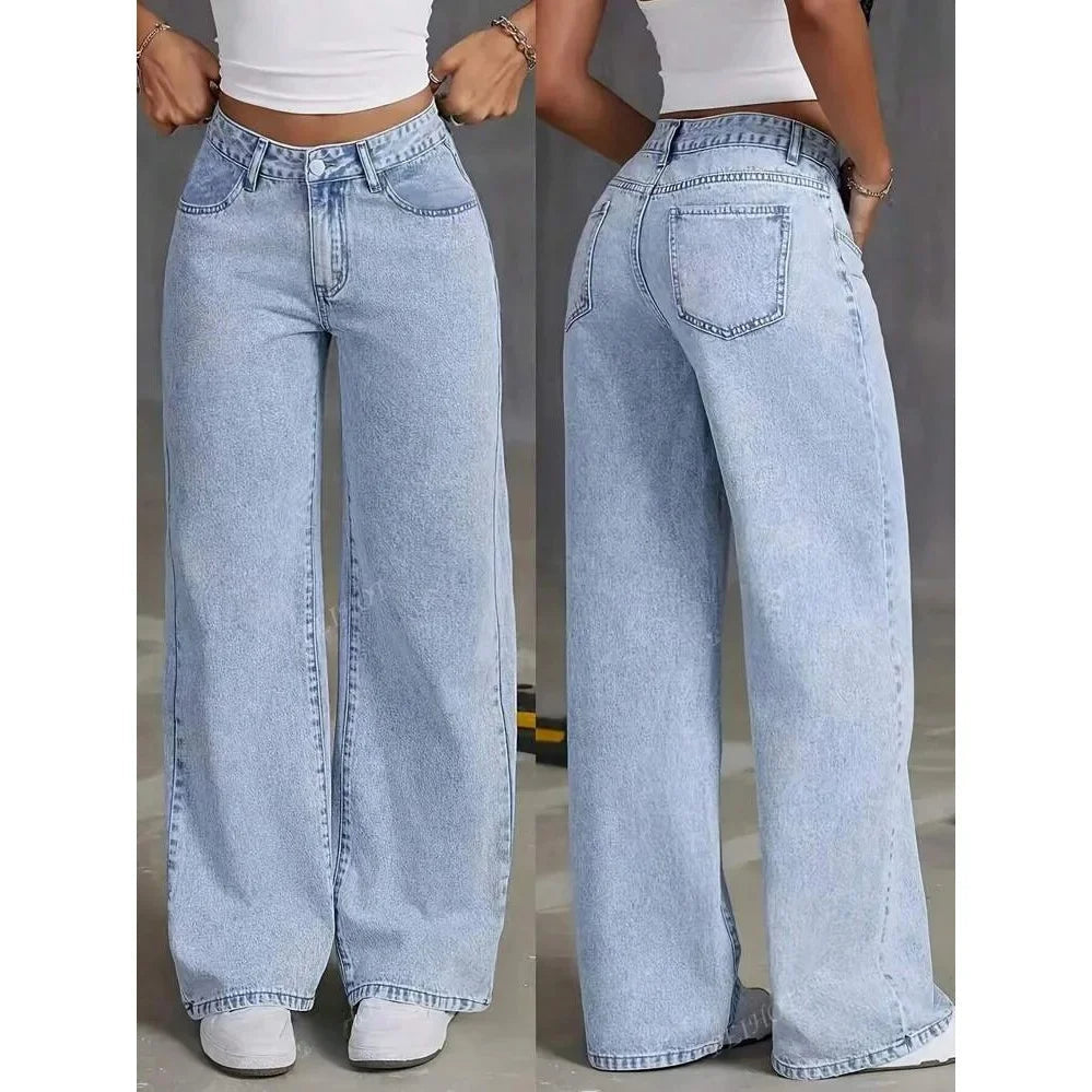 Pantalones vaqueros mujer wide leg de tiro alto. Ajuste holgado, estilo casual chic para tu armario.